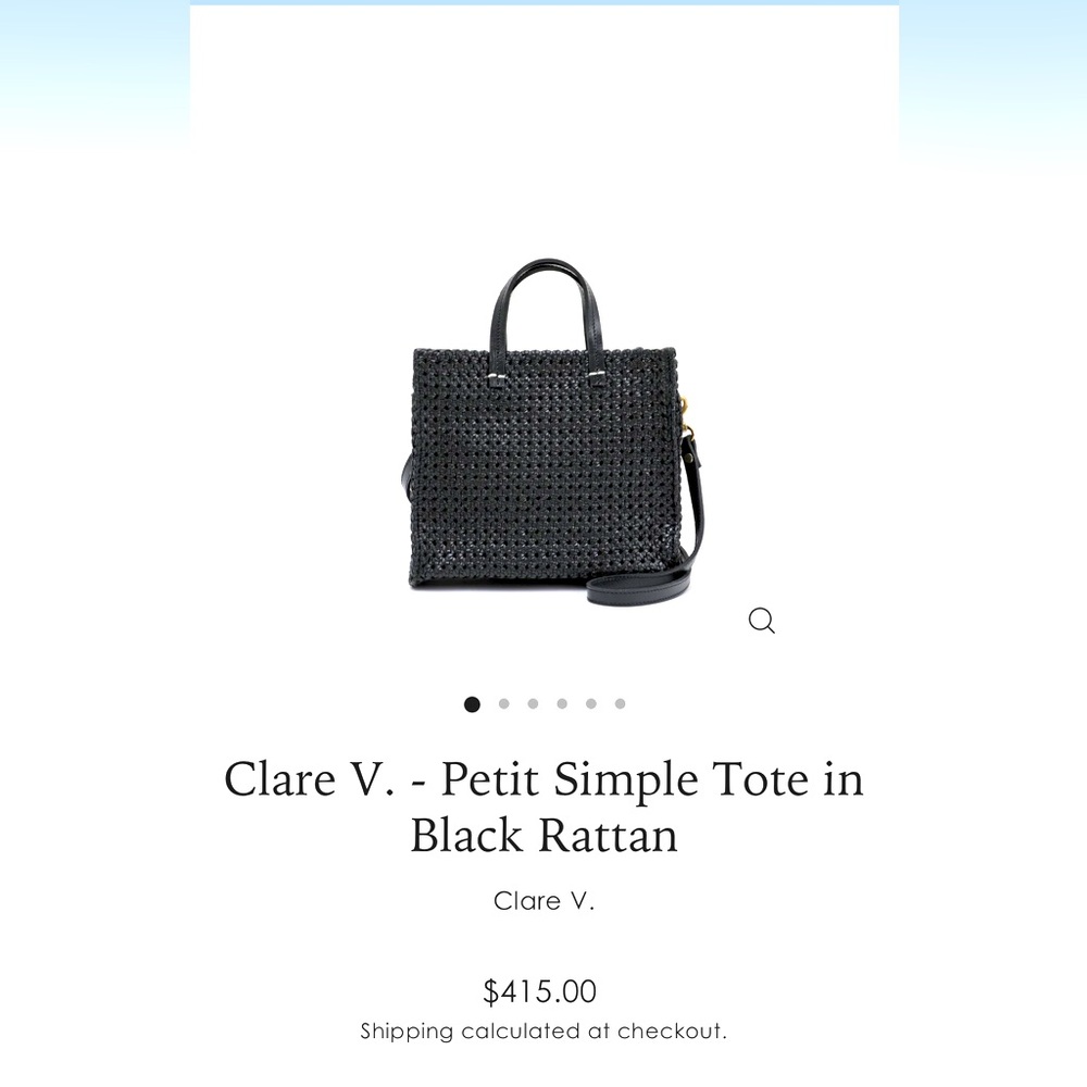 Claire V. Black Rattan petite simple tote
